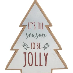 Tree Shaped "It's the Season to be Jolly" Christmas Sign - 10"