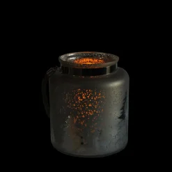 Tree Silhouette Mercury Glass Christmas Pillar Candle Holder - 9.5