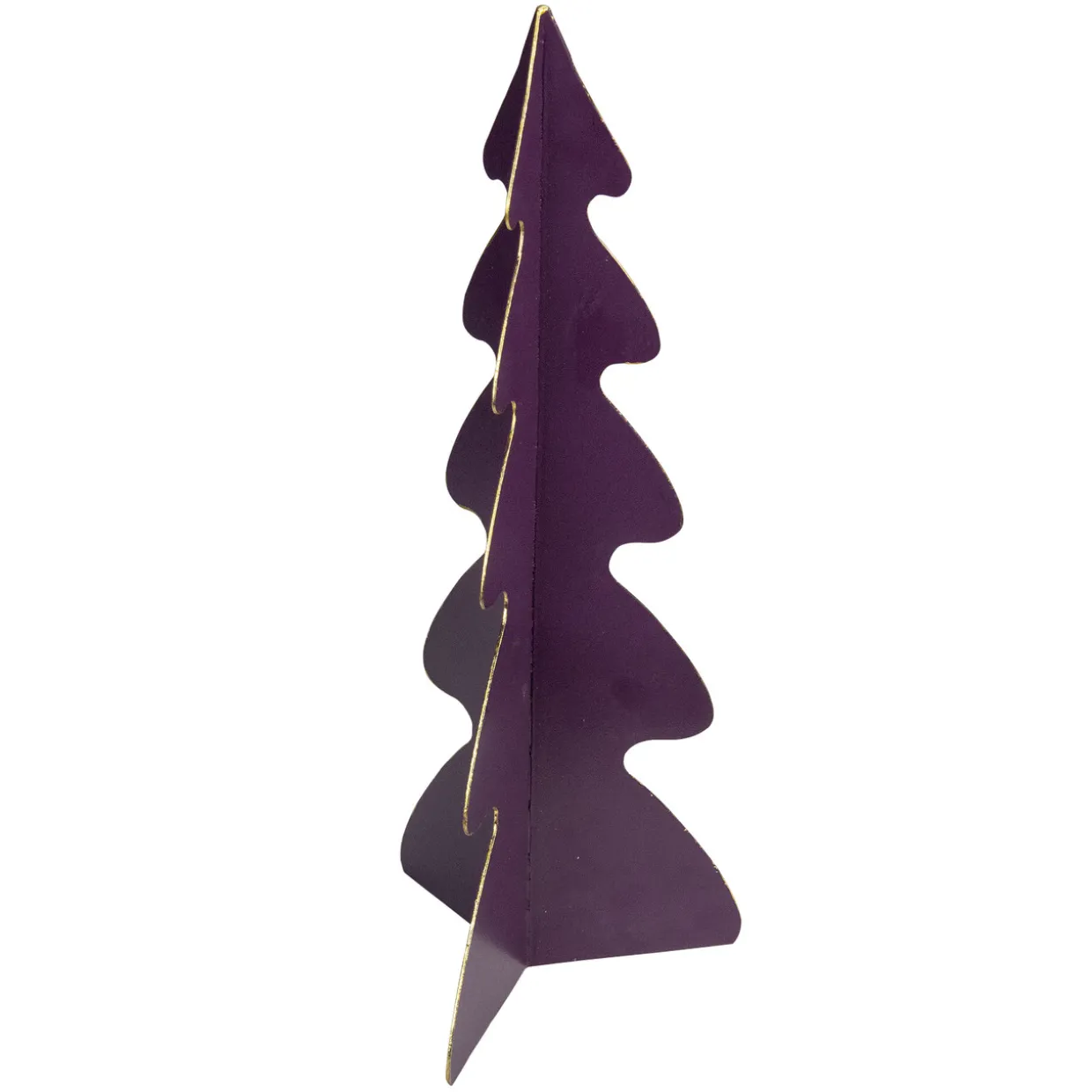 Triangular Christmas Tree with Curved Edges Decoration - 12" - Purple