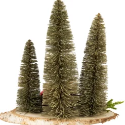 Trio of Bottle Brush Trees Christmas Decoration - 10.25