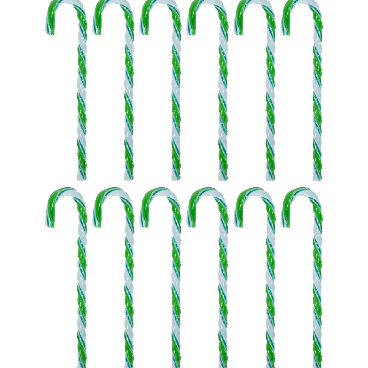 Twist Candy Cane Christmas Ornaments - 6" - Green and White - 12 ct