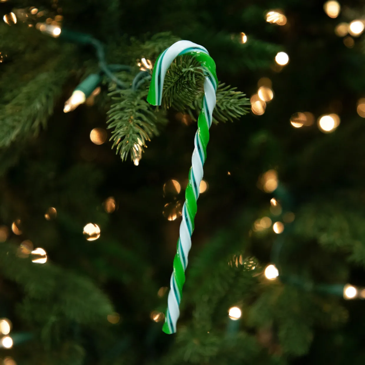 Twist Candy Cane Christmas Ornaments - 6" - Green and White - 12 ct