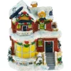 Two Story Snowy House with Garland and Wreaths Christmas Village Decoration - 4"