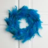 Two-Tone Feathers Glittered Christmas Wreath - 14.5" - Unlit - Turquoise