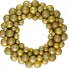Vegas Gold 3-Finish Shatterproof Ball Christmas Wreath - 24-Inch, Unlit