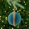 Velour Christmas Ball Ornament - 3.25" - Teal Green