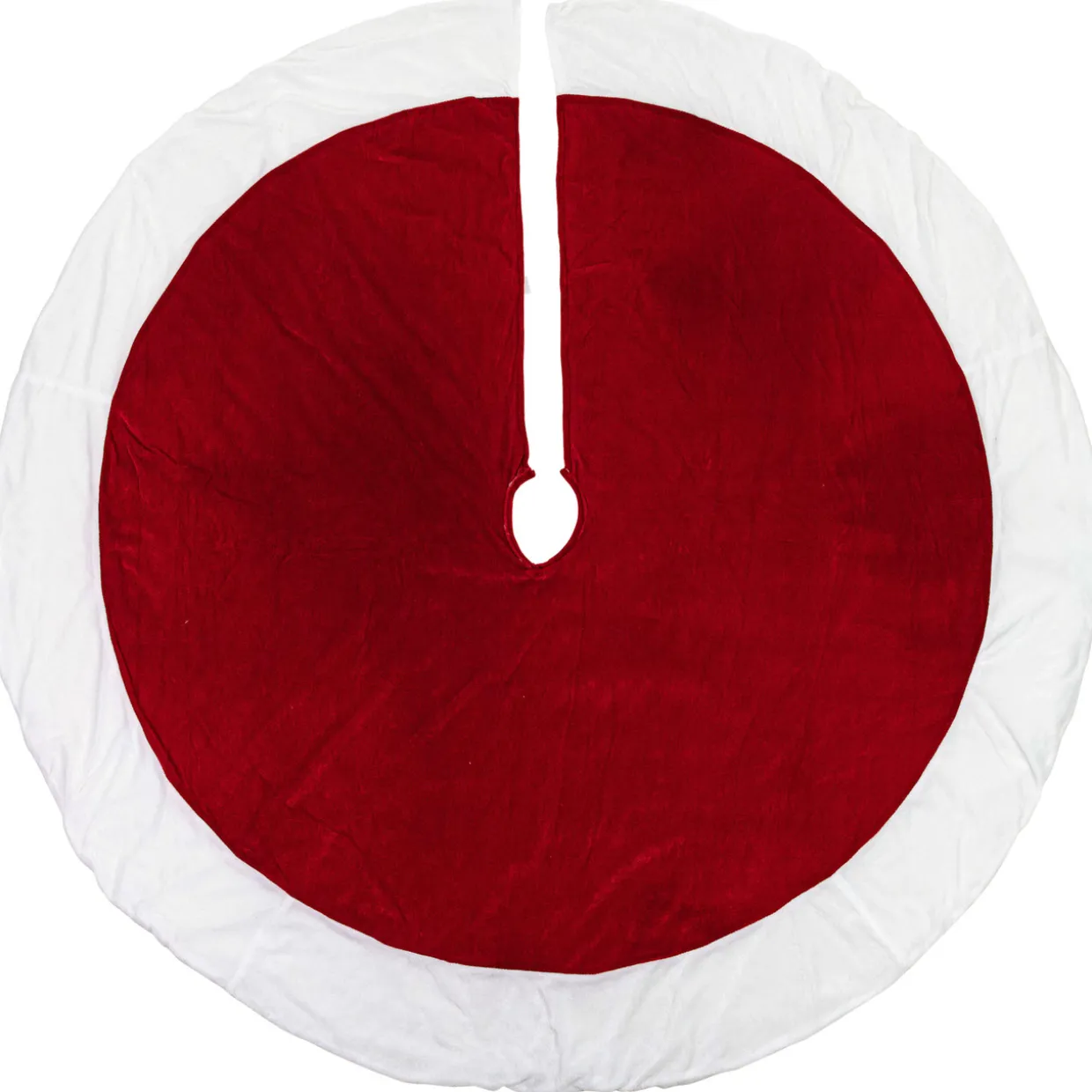 Velveteen Christmas Tree Skirt - 60" - Red and White