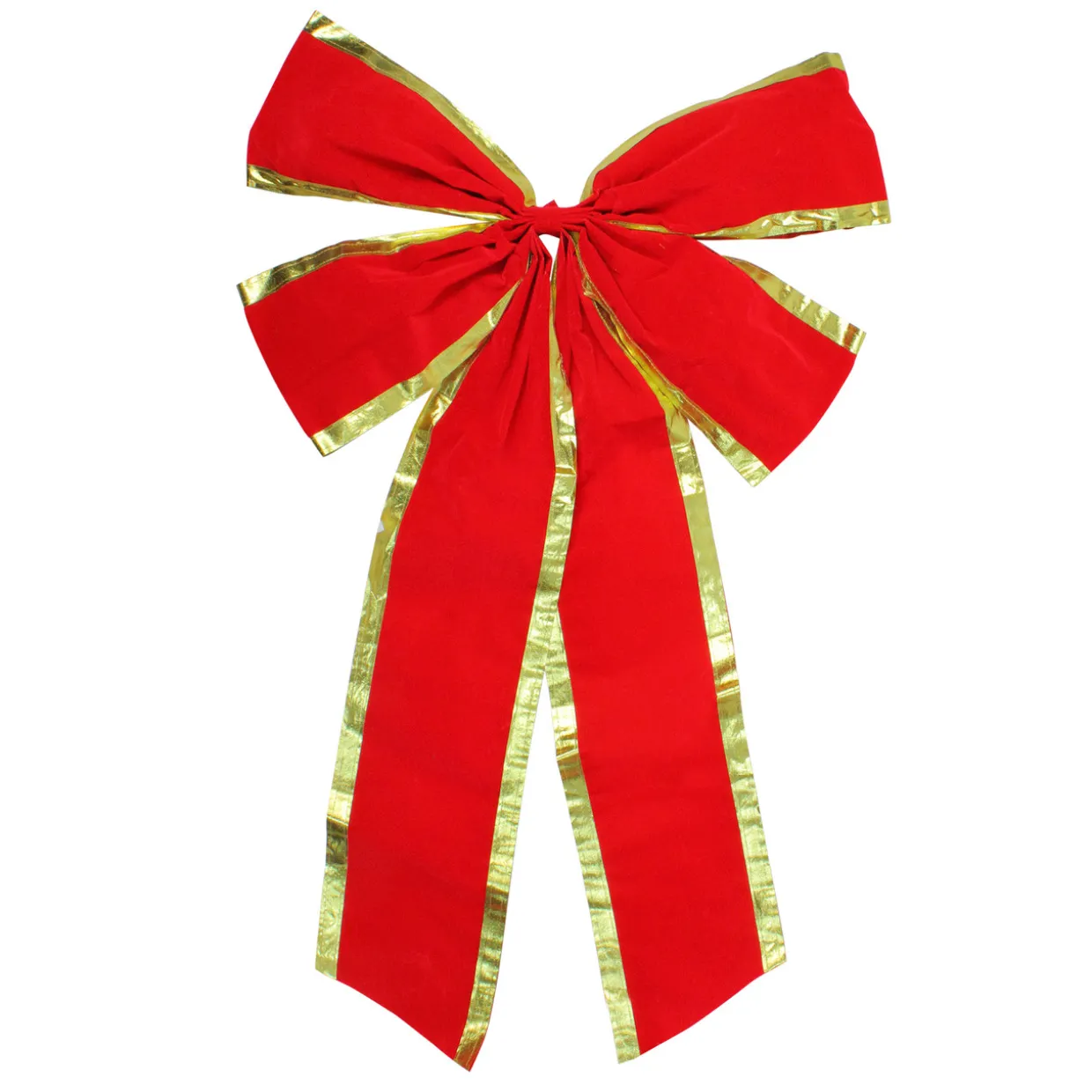 Velveteen 4-Loop Christmas Bow Decoration - 24" x 38" - Red and Gold