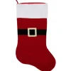 Velveteen Santa Claus Belt Buckle Commercial Christmas Stocking - 48" - Red and White