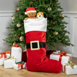 Velveteen Santa Claus Belt Buckle Commercial Christmas Stocking - 48