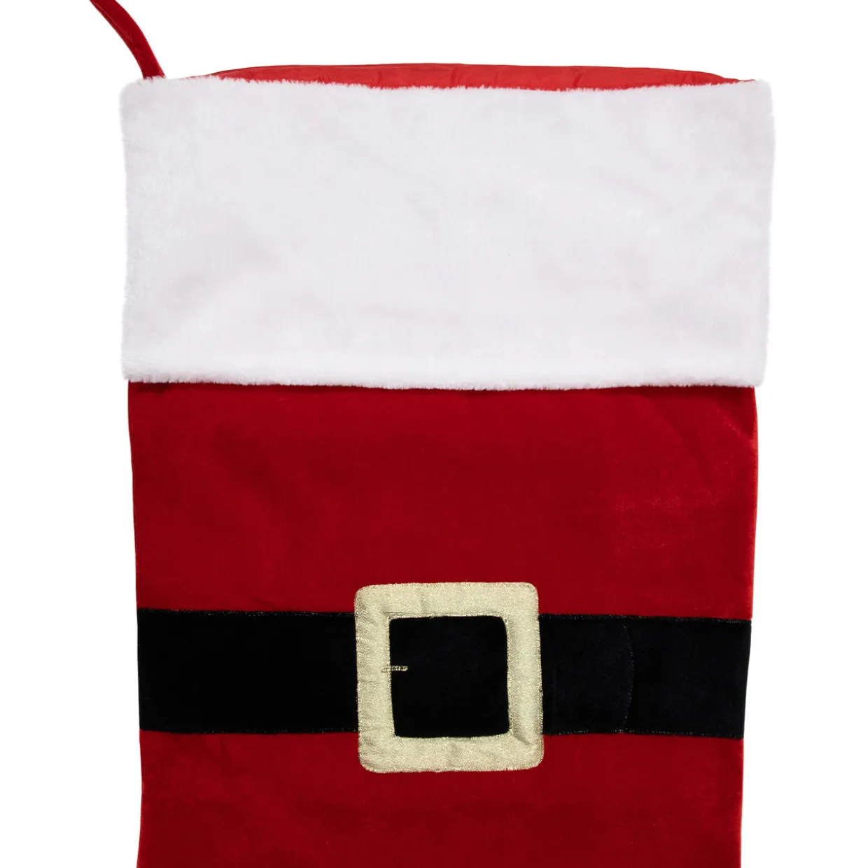 Velveteen Santa Claus Belt Buckle Commercial Christmas Stocking - 48" - Red and White