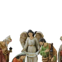 Vibrantly Colored Traditional Christmas Nativity Figurine Set - 15.5"