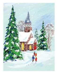 Walk to Church Winter Scene Wall Decor Art Print