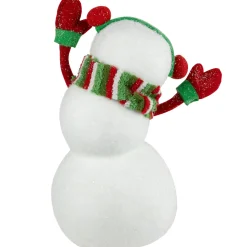 Waving Snowman with Earmuffs Glitter Christmas Figurine - 10