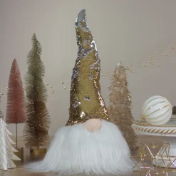 Weighted Christmas Gnome Head Decoration - 25" - Gold, Silver, and White