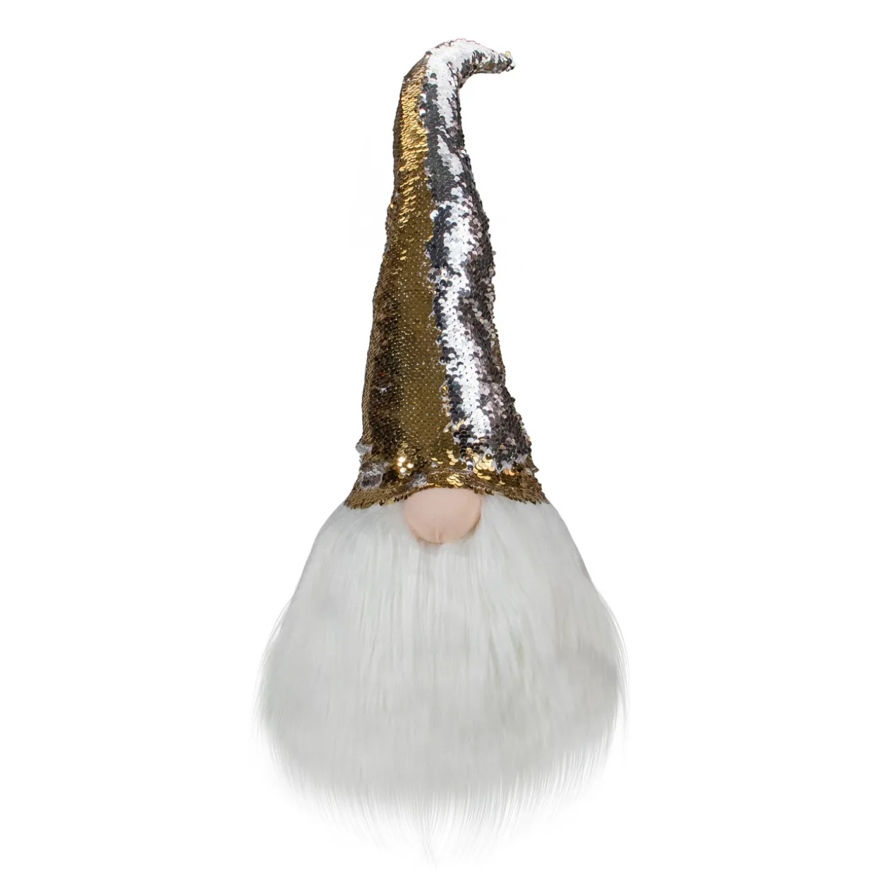 Weighted Christmas Gnome Head Decoration - 25" - Gold, Silver, and White