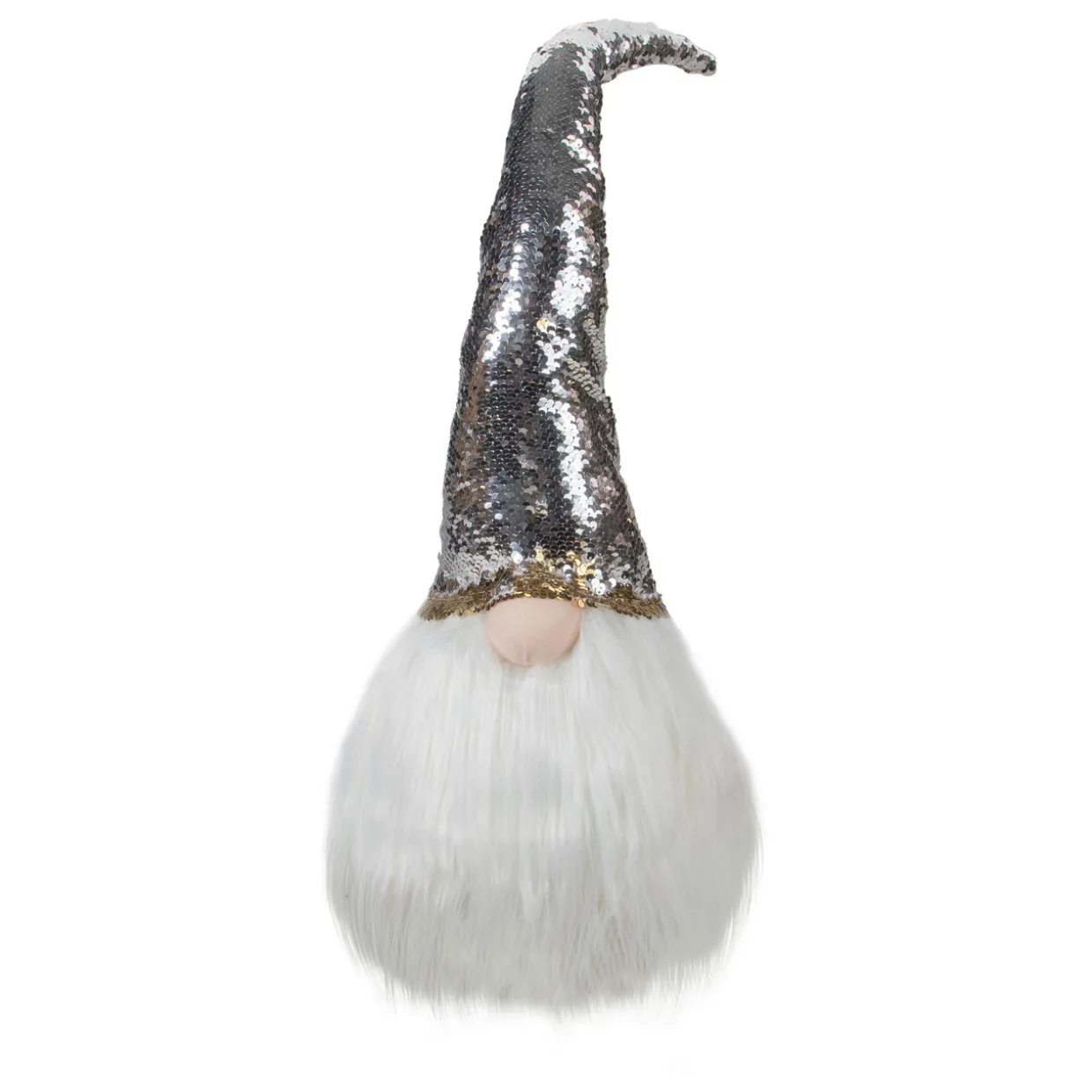 Weighted Christmas Gnome Head Decoration - 25" - Gold, Silver, and White