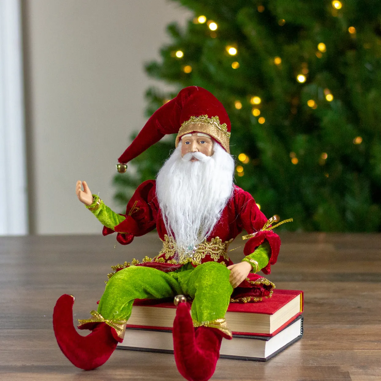 Whimsical Elf Hanging Christmas Figure - 18" - Red and Green