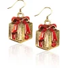 Whimsical Gifts Christmas Present Charm Earrings | Silver or Gold Finish | Handmade in USA