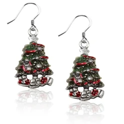 Whimsical Gifts Christmas Tree Charm Earrings | Silver or Gold Finish | Handmade in USA