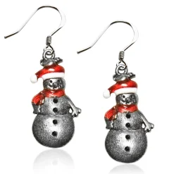 Whimsical Gifts Snowman Charm Earrings | Silver or Gold Finish | Handmade in USA