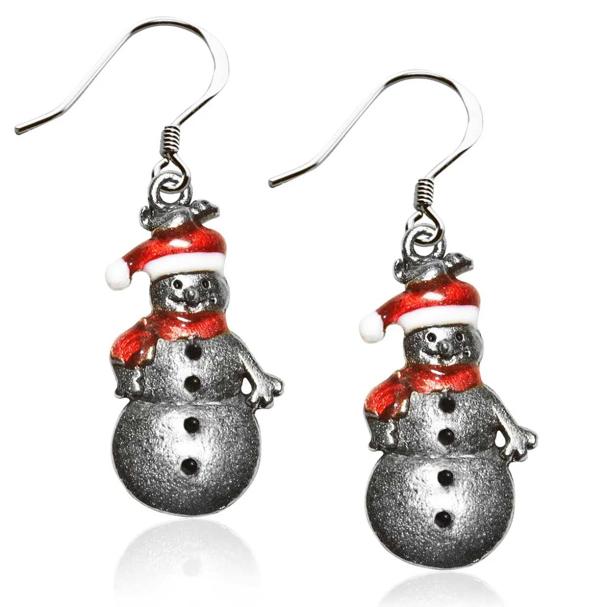 Whimsical Gifts Snowman Charm Earrings | Silver or Gold Finish | Handmade in USA