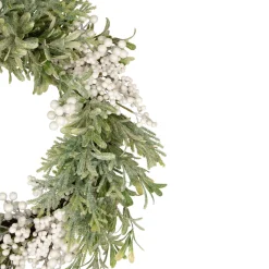 White Berry and Frosted Pine Christmas Wreath, 28-Inch, Unlit