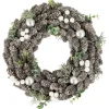 White Berry and Pinecone Foliage Christmas Ornament Wreath, 12.5-Inch, Unlit