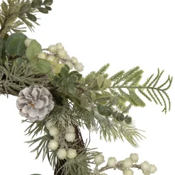 White Berry, Eucalyptus and Pinecone Christmas Wreath, 20-Inch, Unlit