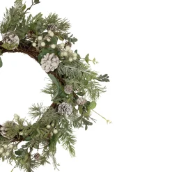White Berry, Eucalyptus and Pinecone Christmas Wreath, 20-Inch, Unlit