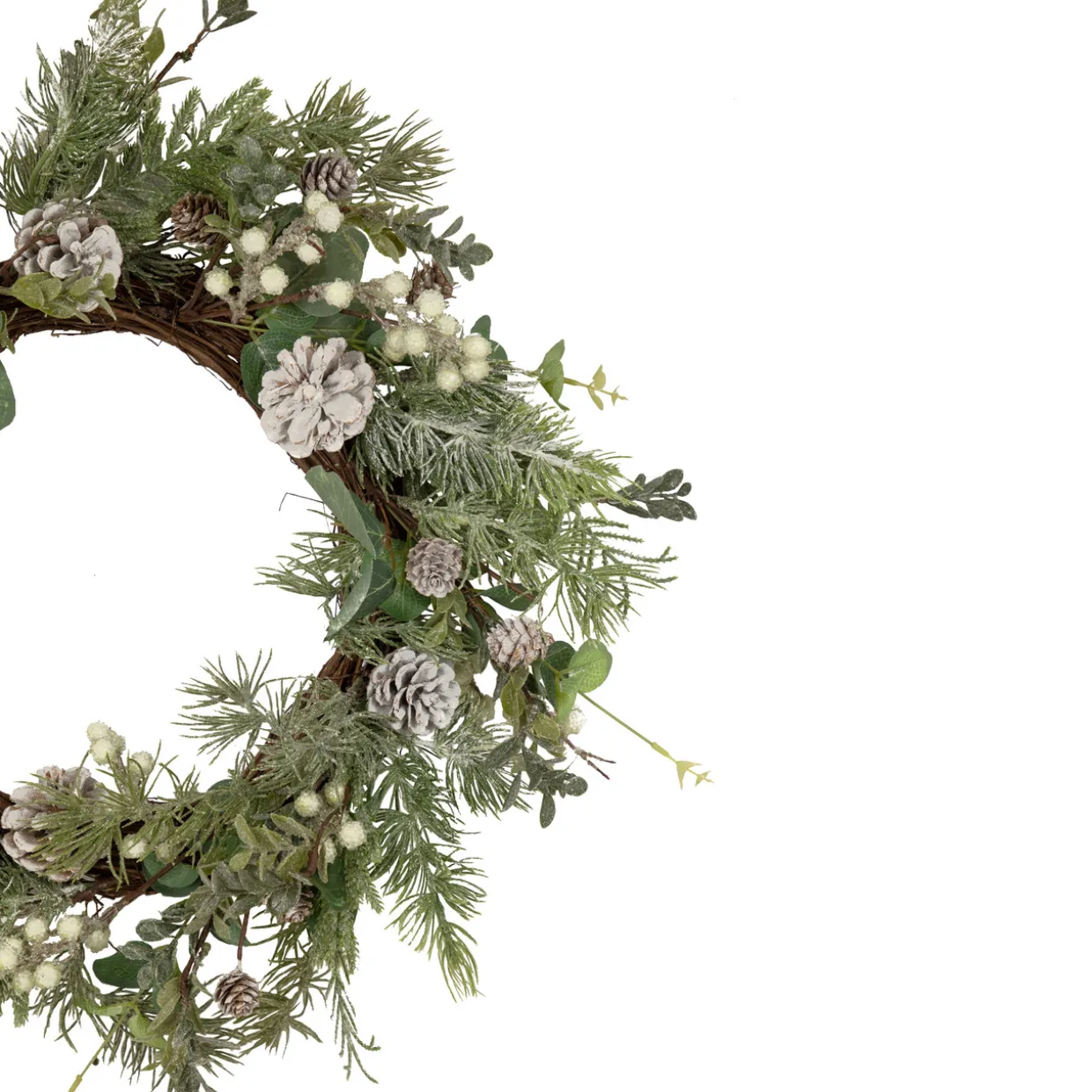 White Berry, Eucalyptus and Pinecone Christmas Wreath, 20-Inch, Unlit