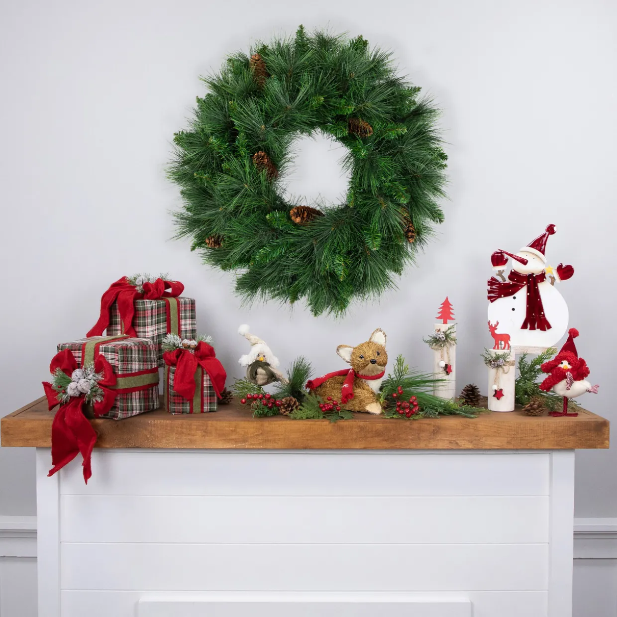 White Valley Pine with Pine Cones Artificial Christmas Wreath - 24" - Unlit