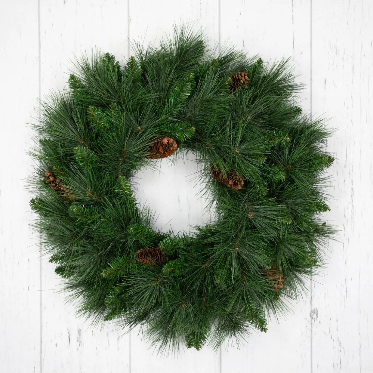 White Valley Pine with Pine Cones Artificial Christmas Wreath - 24" - Unlit