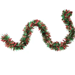 Wide Cut Tinsel Commercial Christmas Garland - 50' x 3" - Red and Green - Unlit