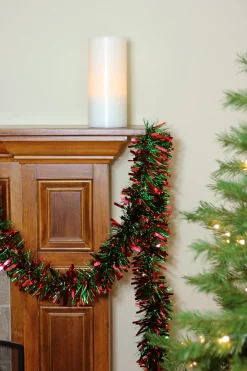 Wide Cut Tinsel Commercial Christmas Garland - 50' x 3" - Red and Green - Unlit