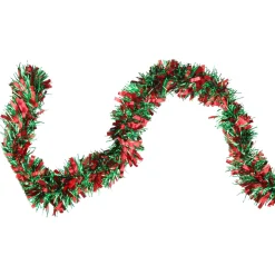 Wide Cut Tinsel Commercial Christmas Garland - 50' x 4" - Red and Green - Unlit