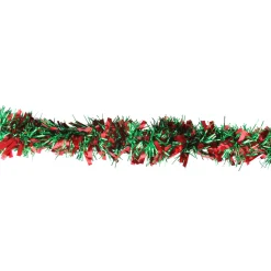 Wide Cut Tinsel Commercial Christmas Garland - 50' x 4" - Red and Green - Unlit