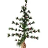 Winter Berry Pine Tree with Pine Cones in Jute Base Christmas Decoration - 35.25"