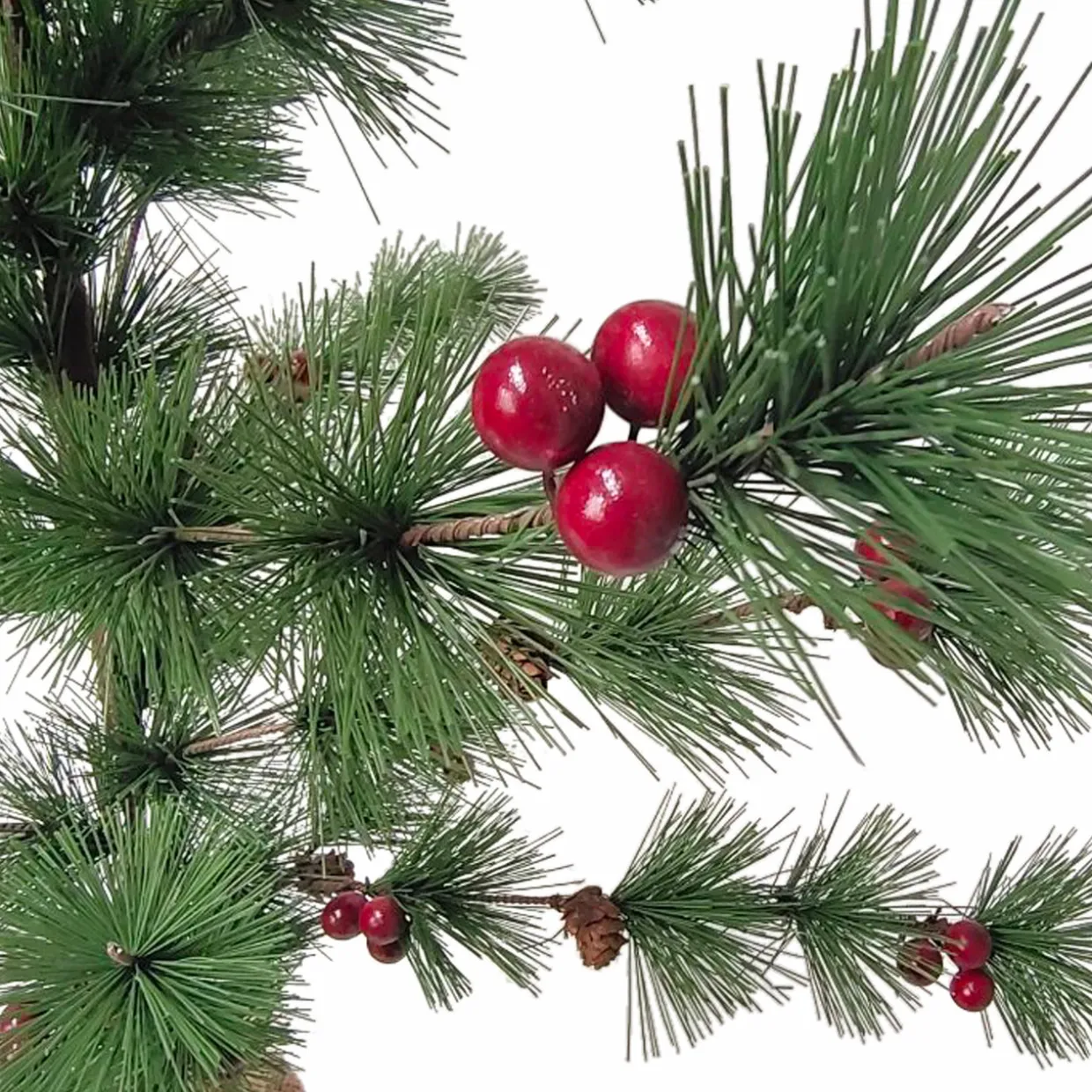 Winter Berry Pine Tree with Pine Cones in Jute Base Christmas Decoration - 35.25"