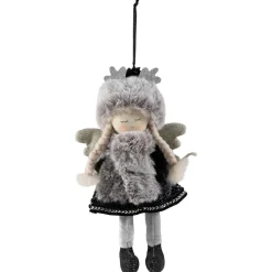 Winter Girl Angel Hanging Christmas Figure Ornament - 8.5"