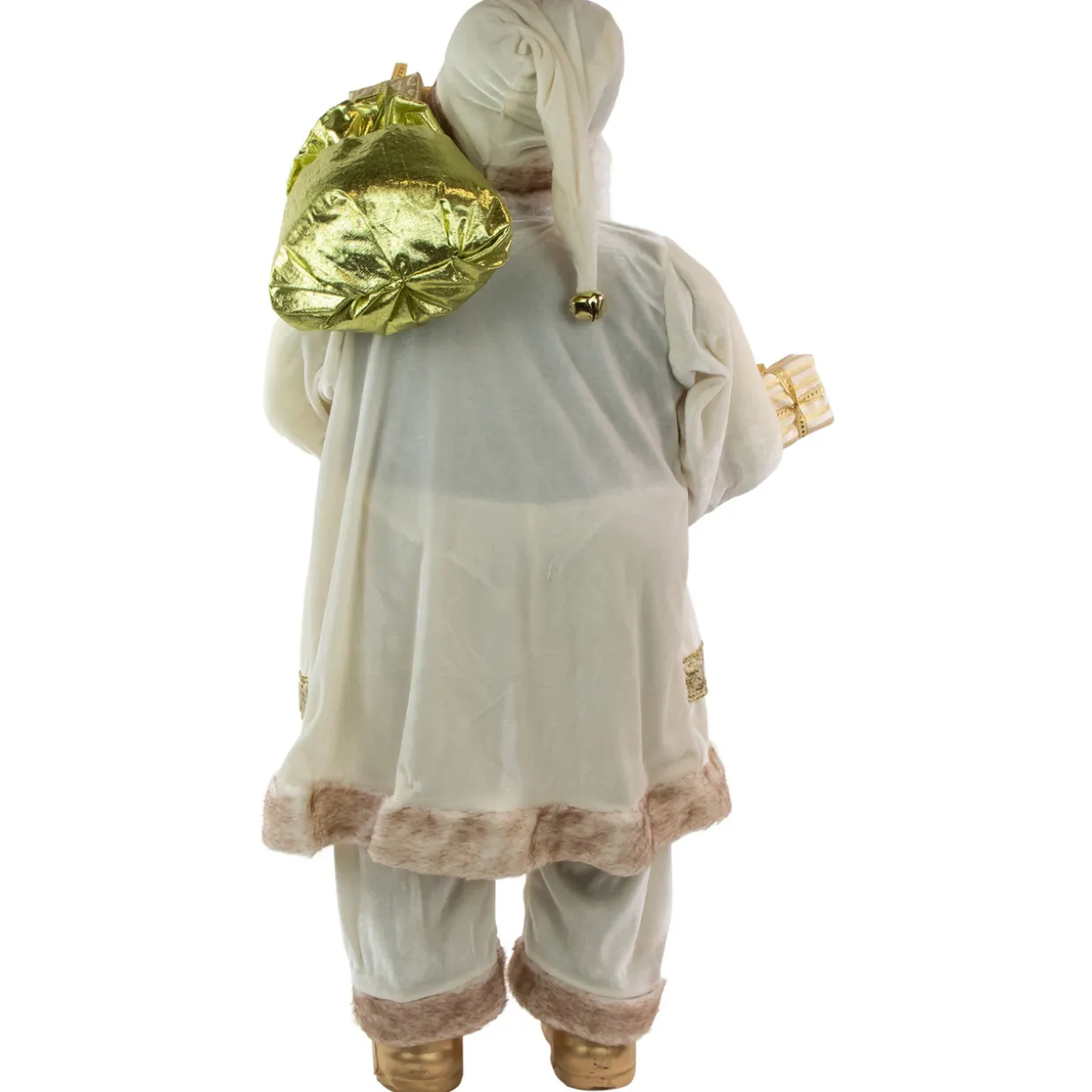 Winter Santa Claus with Gift Bag Christmas Figure - 36" - White and Cream