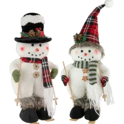 Winter Skiing Snowmen Christmas Figures - 15" - Set of 2