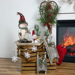 Winter Skiing Snowmen Christmas Figures - 15" - Set of 2