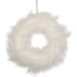 Wispy Feather Christmas Wreath - 14.5" - Unlit - Winter White