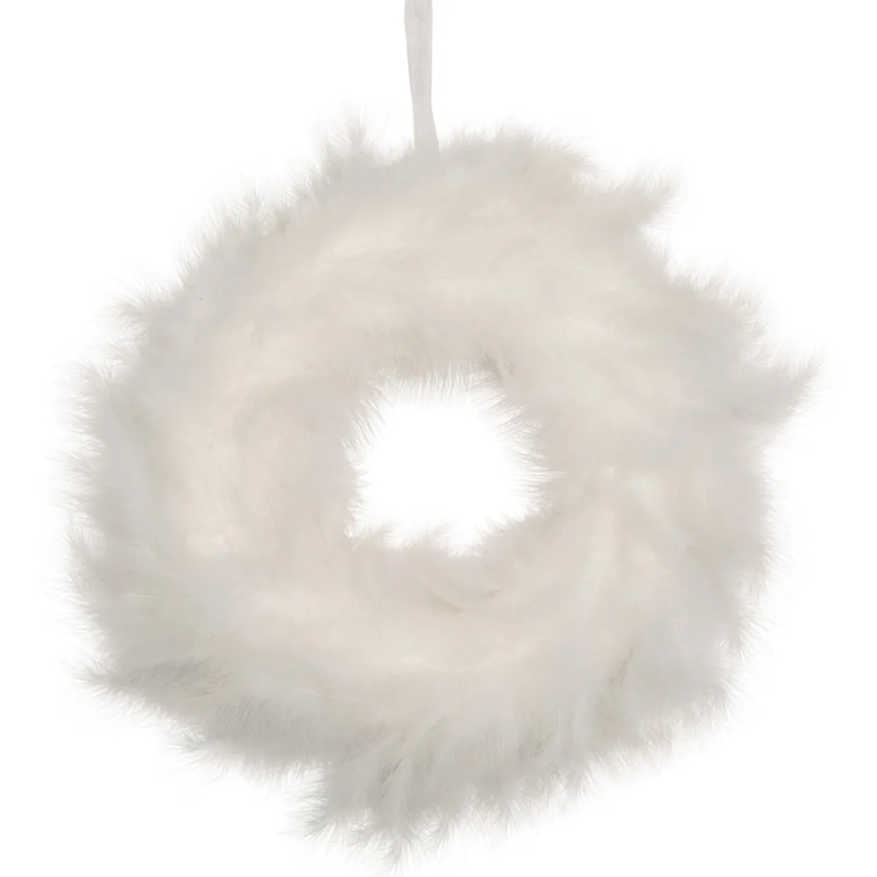 Wispy Feather Christmas Wreath - 14.5" - Unlit - Winter White