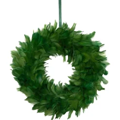 Wispy Feather Christmas Wreath - 14.5" - Unlit - Green