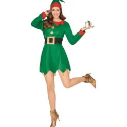 Women's Red and Green 2-Piece Elf Costume- Size XL