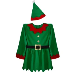 Women's Red and Green 2-Piece Elf Costume- Size XL