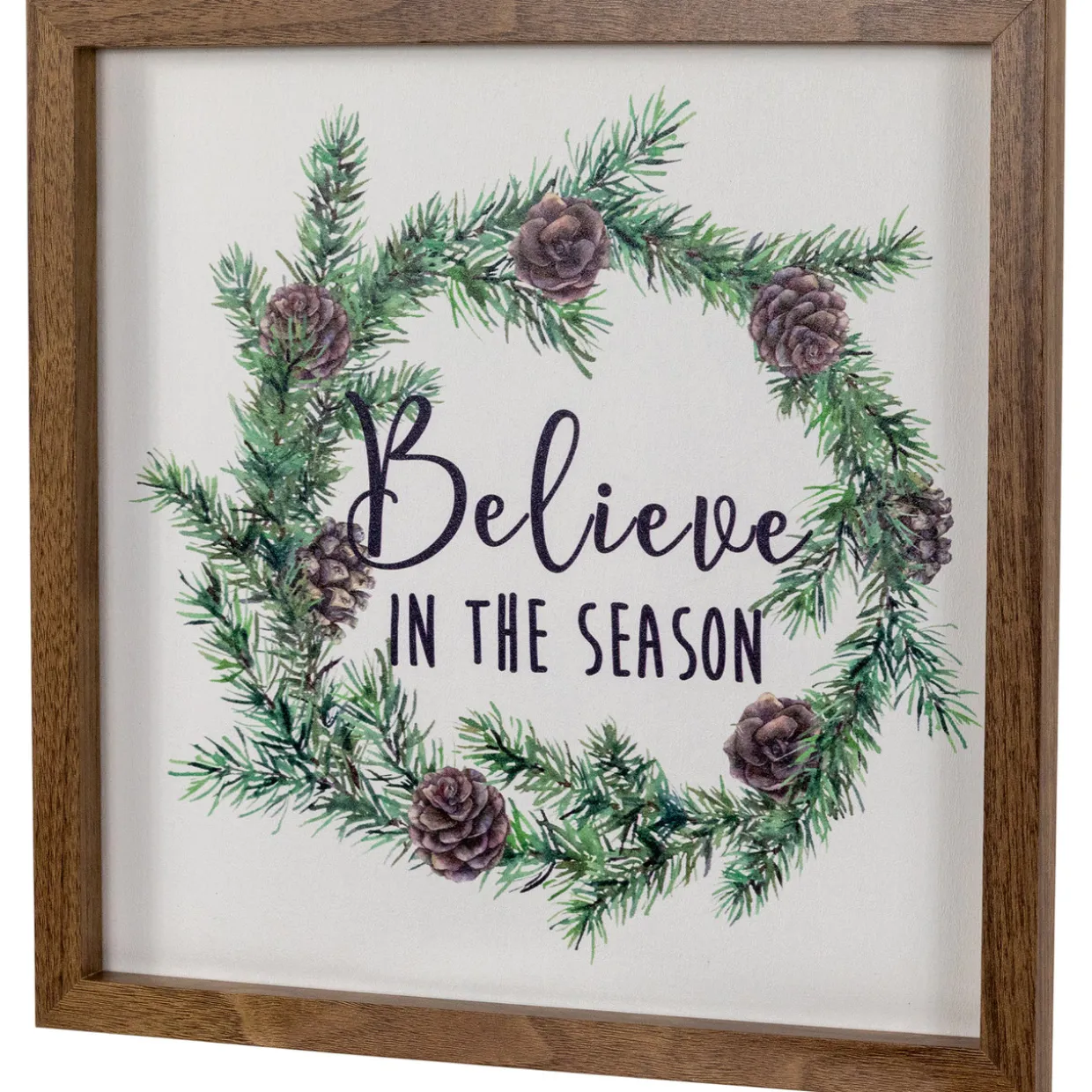 Wooden Framed "Believe In The Season" Christmas Wall Sign - 11.75"