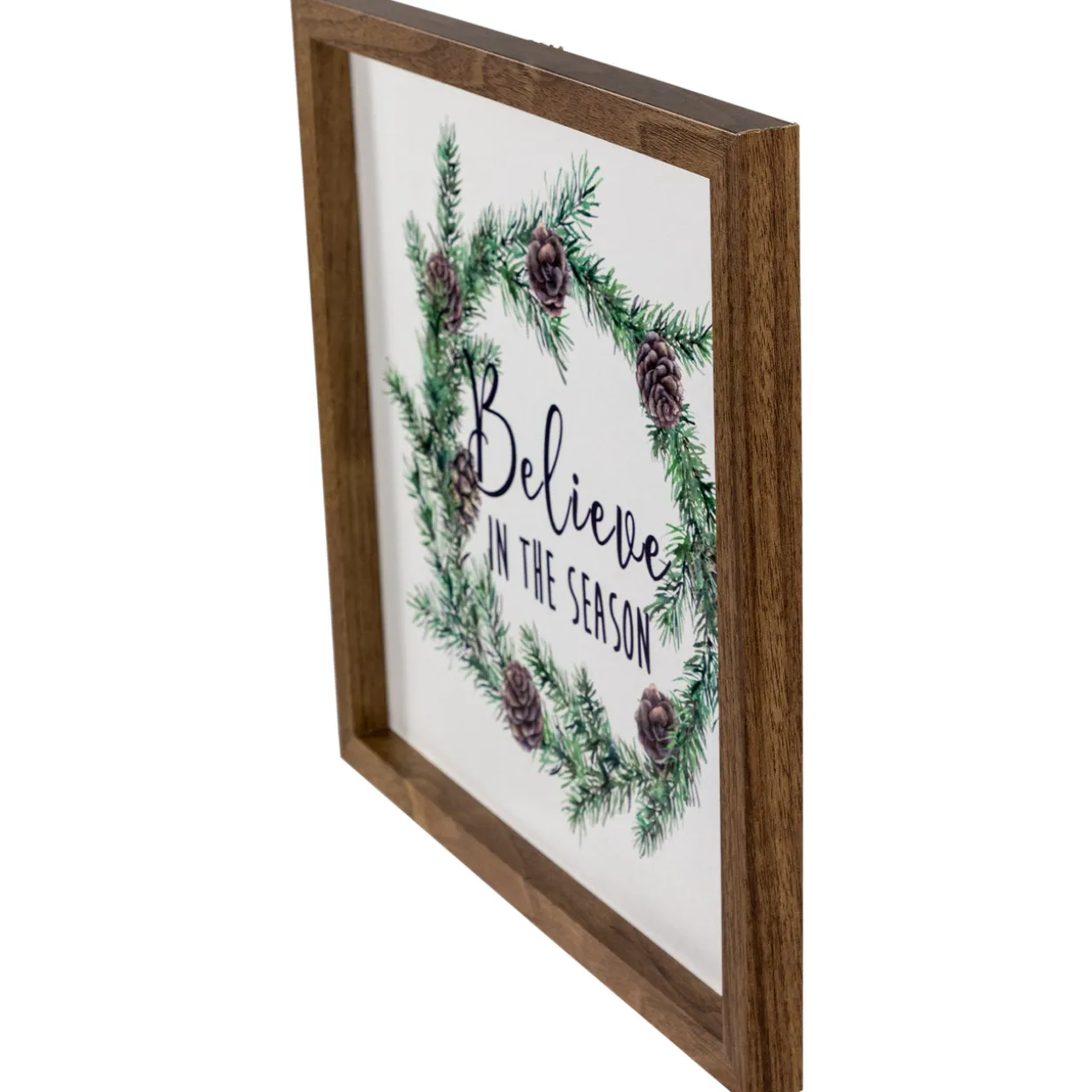 Wooden Framed "Believe In The Season" Christmas Wall Sign - 11.75"